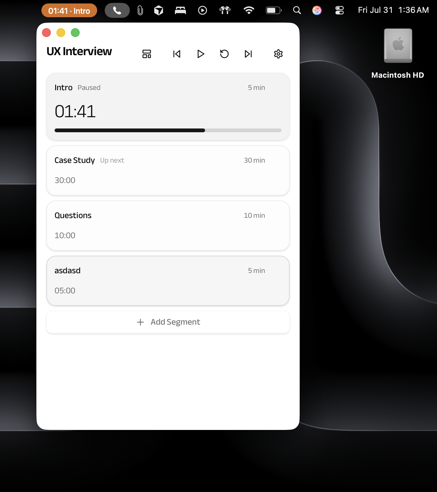 Segment — Timed sessions for Mac